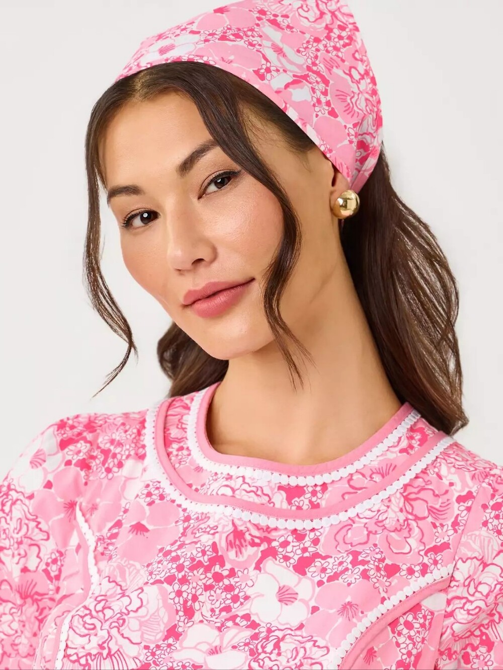 NWT Lilly Pulitzer Floral Triangle Head Scarf - Set of 3 - Picture 7 of 9